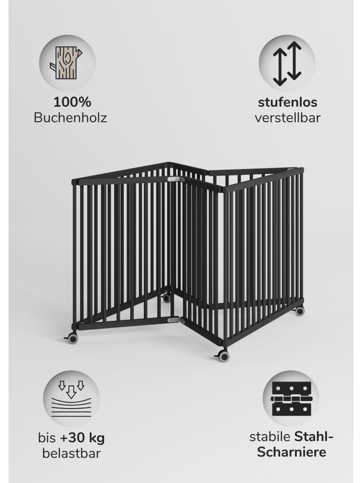 Sämann Sämann Laufgitter faltbar mit Matratze - Black Edition günstig kaufen 100x100 cm