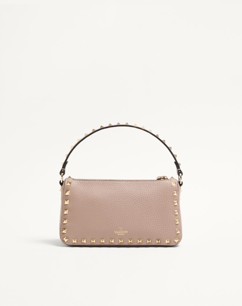 Bolsa de ombro pequena Rockstud em couro de bezerro granulado