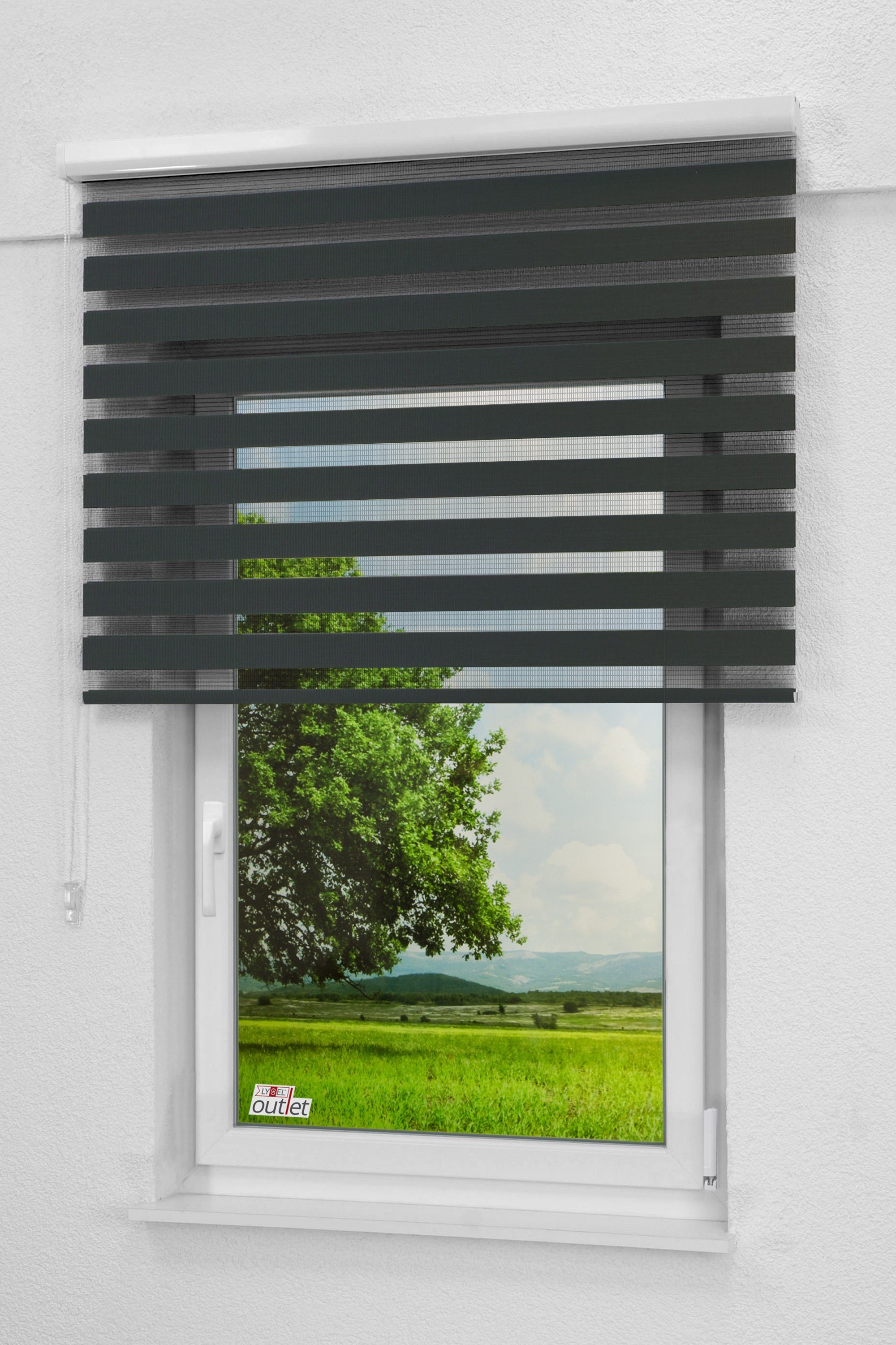 Rollo Kassette Anthrazit, LYSEL®, blickdicht, HxB 175x40cm