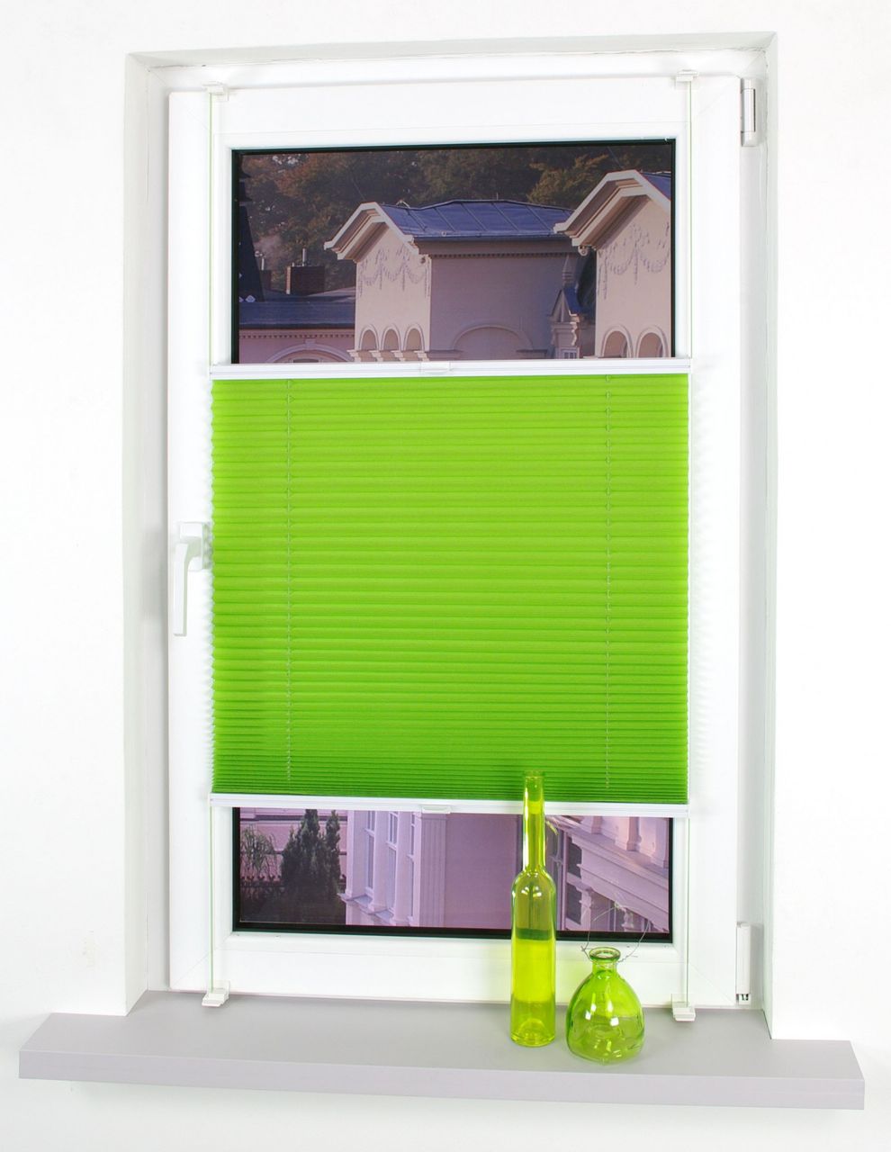 Bella Casa Klemmfix-Plissee verspannt, 220 x 80 cm, Apple Green
