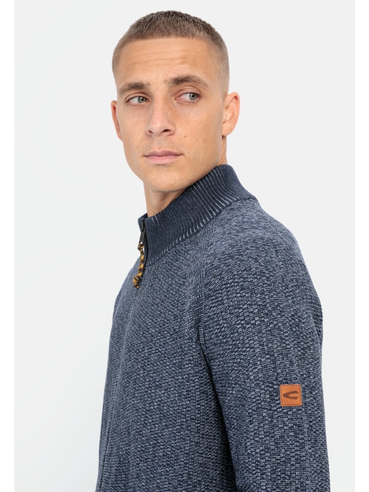 Camel Active Strickjacke mit Reißverschluss in Jeans Blau günstig kaufen