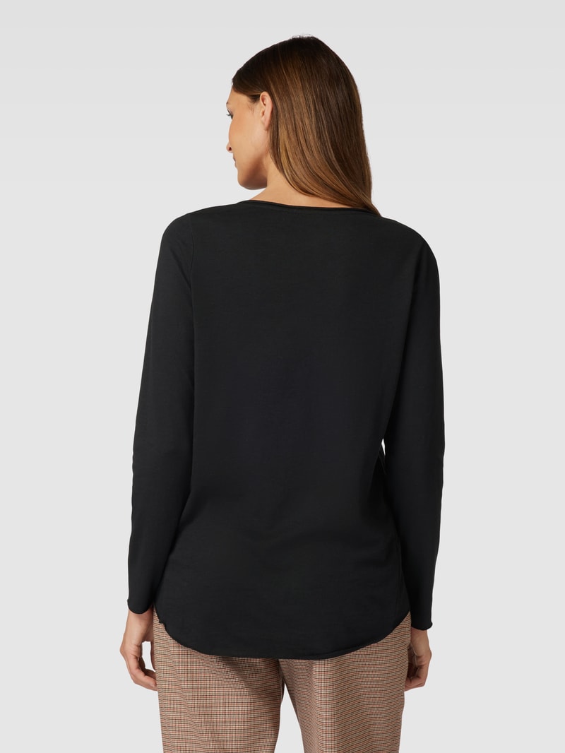 Longsleeve mit Label-Applikation in schwarz