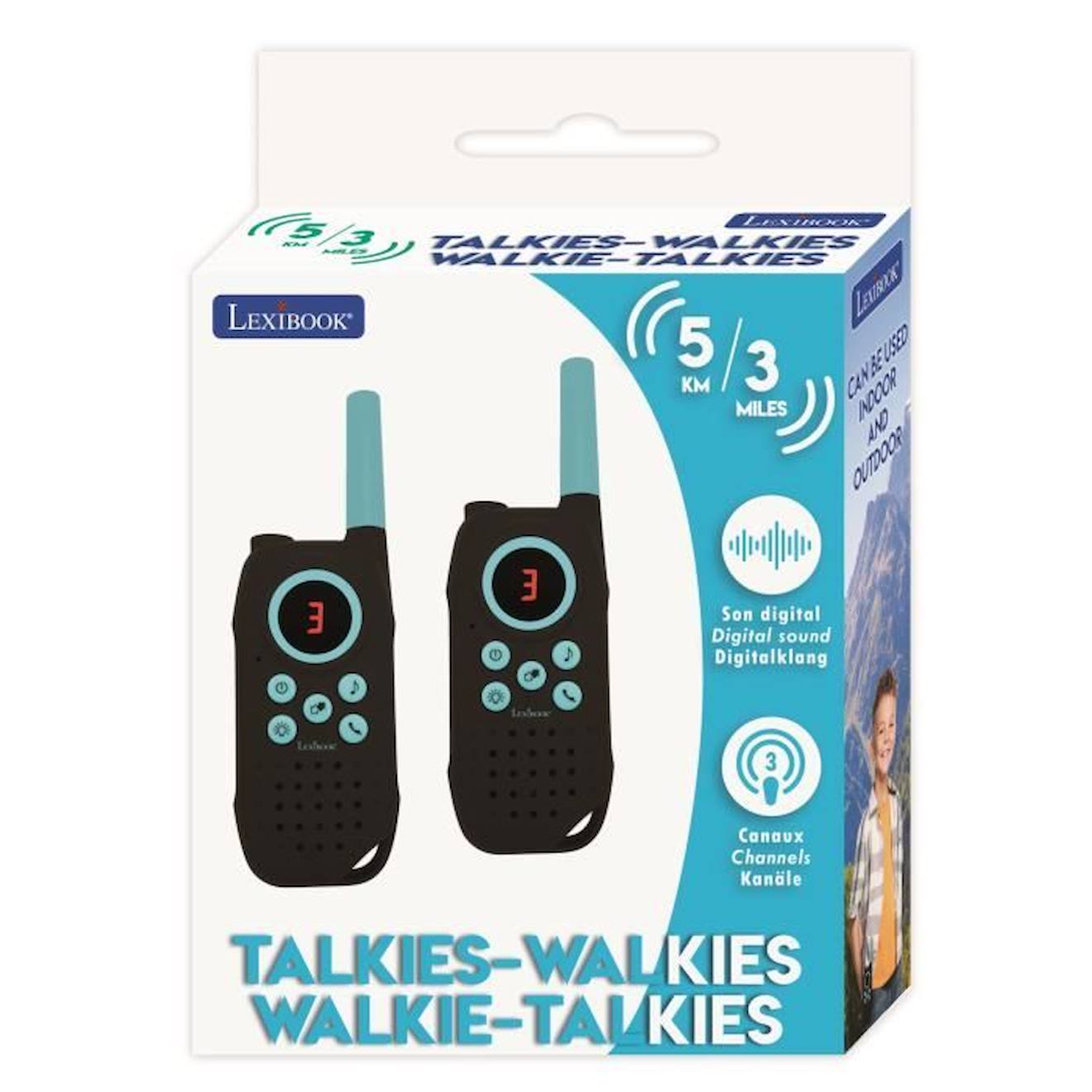 LEXIBOOK Talkies-walkies noirs 5 kilomètres de portée noir