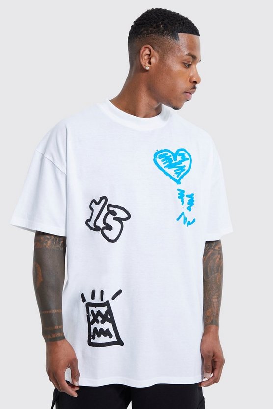 Oversize T-Shirt mit Graifitti-Print