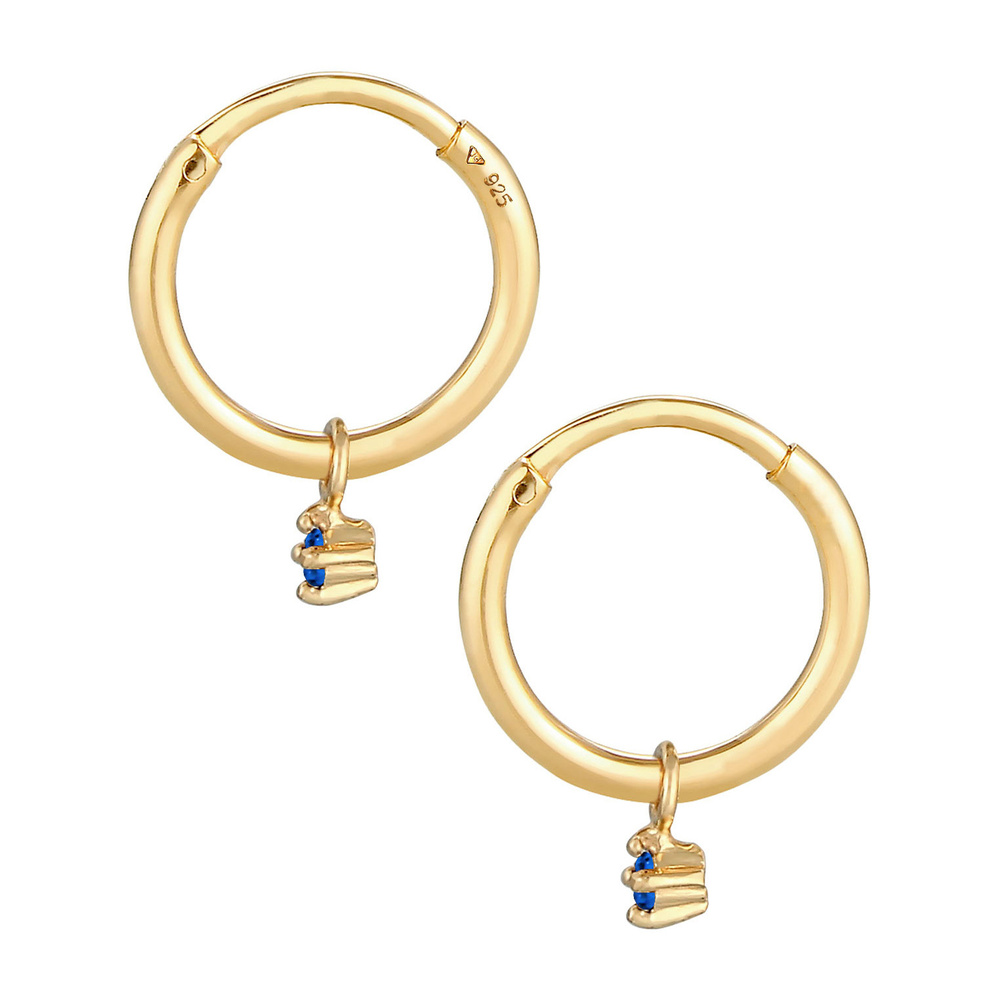 Elli Elli Boucles d'Oreilles Tendance élégante pour femmes créoles avec saphir synthét Boucles d'oreilles