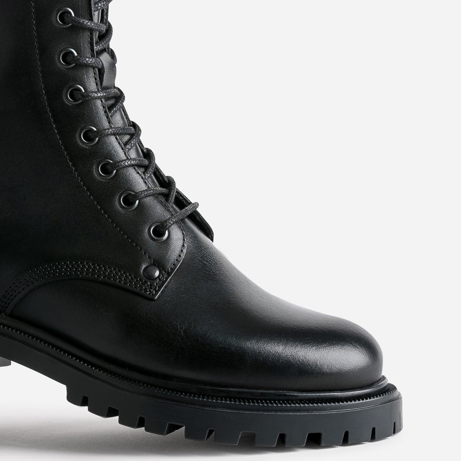 Boots à lacet TEXTO noir cuir à semelle crantée