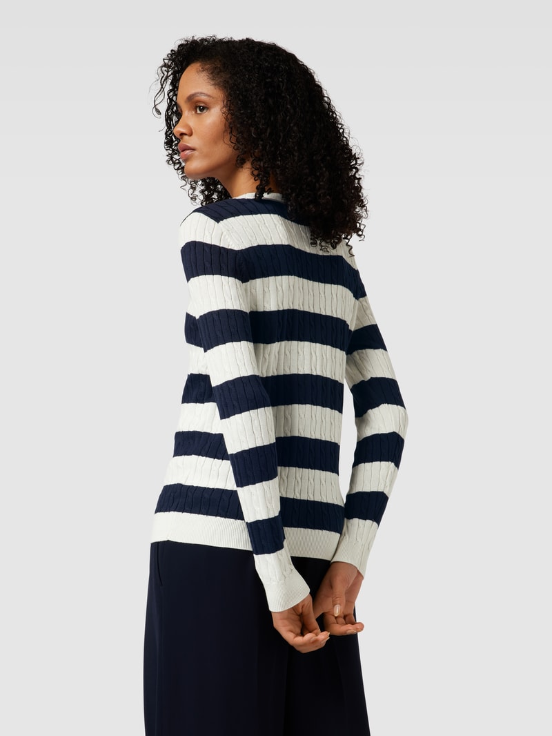 Strickpullover mit Blockstreifen in dunkelblau
