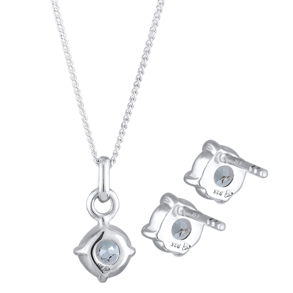 Elli PREMIUM Elli PREMIUM Ensemble de Bijoux Femmes Solitaire pendentif set clous d'oreilles a Bijoux
