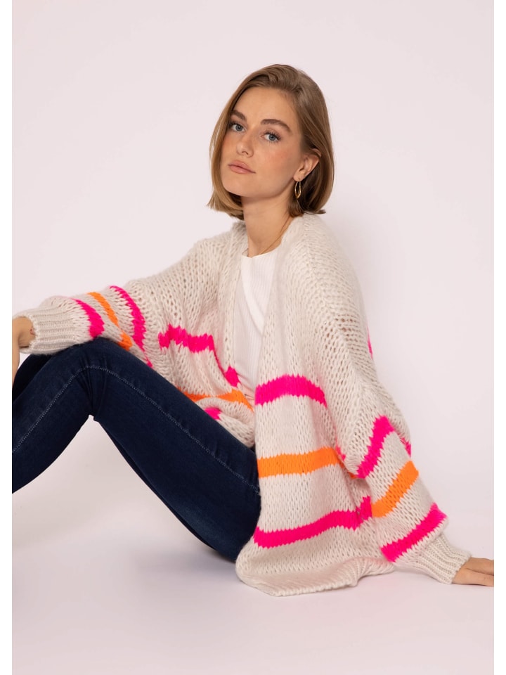 SASSYCLASSY Oversize Strick-Cardigan in Offwhite, Pink günstig kaufen
