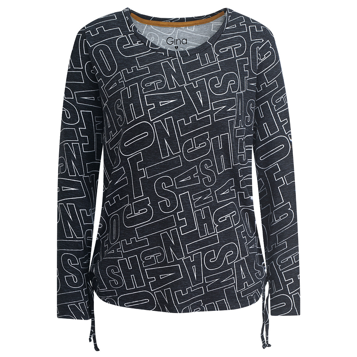 Damen Langarmshirt mit seitlichen Raffungen