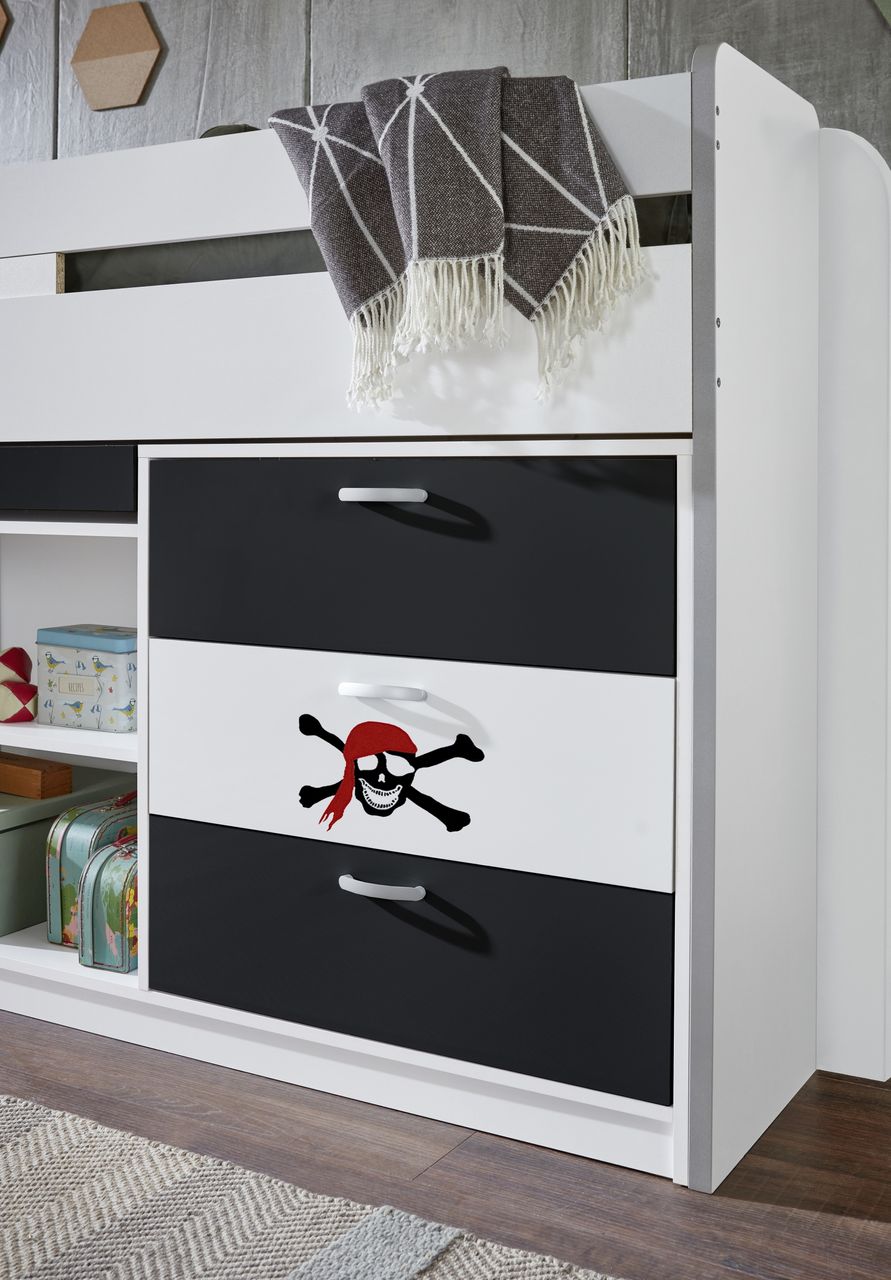 Relita Hochbett Bonny LF 90x200 cm, mit Regal, Schubladenelement und Schreibtisch