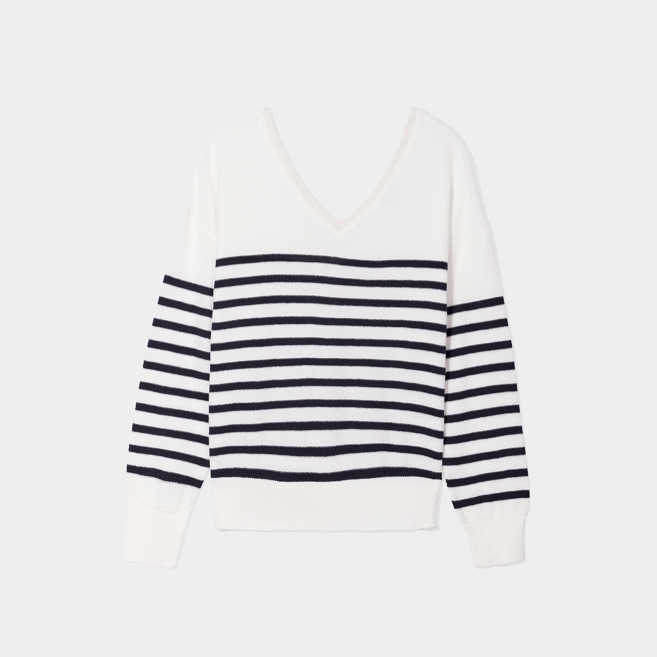 Pull gilet recto-verso col en V ecru femme | La Halle