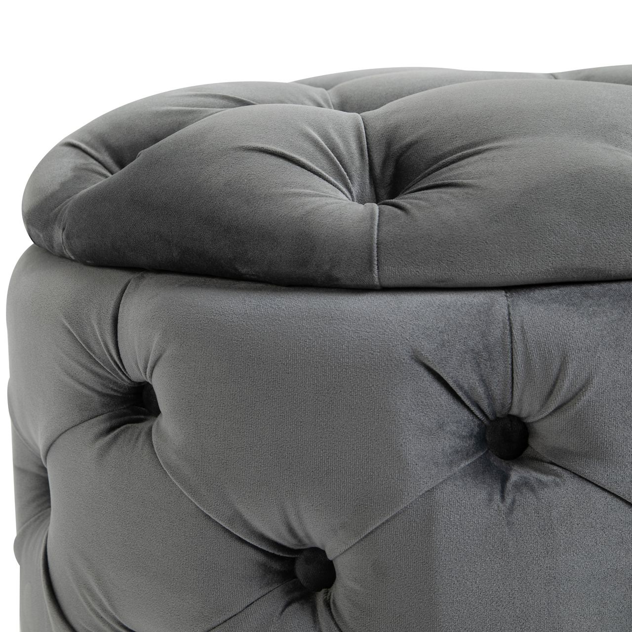 HOMCOM Vintage Hocker, Sitzhocker mit Stauraum, Polsterhocker, Stoff, Metall, Schaumstoff, Pappelholz, Kohlegrau, 55 x 55 x 42 cm
