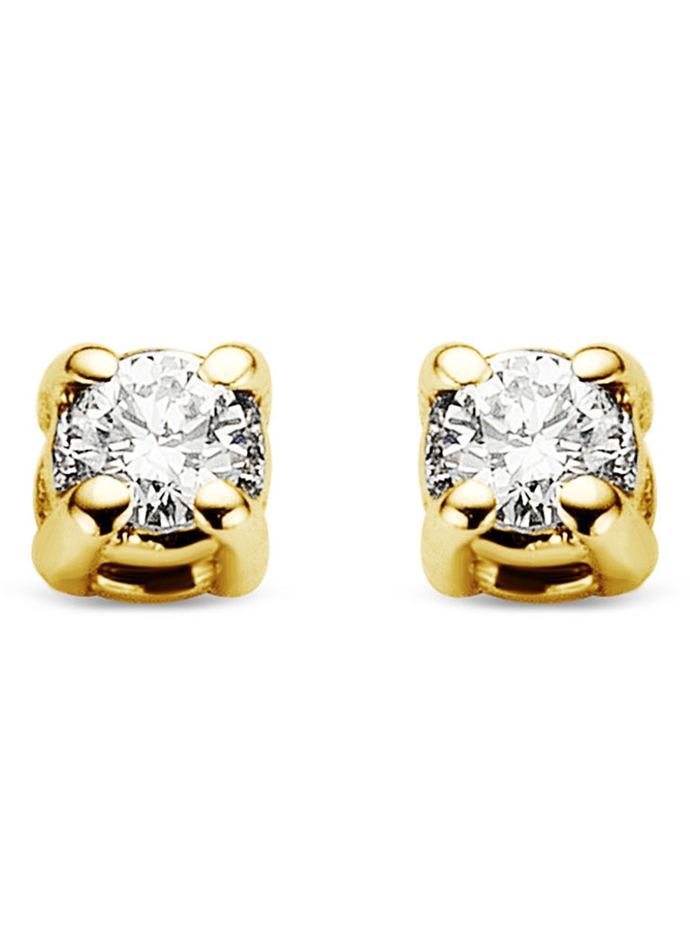 Diamond Point Yellow gold solitaire lab-grown diamond stud earrings, 0.04 ct. 0.04 ct diamond Lab-grown diamond