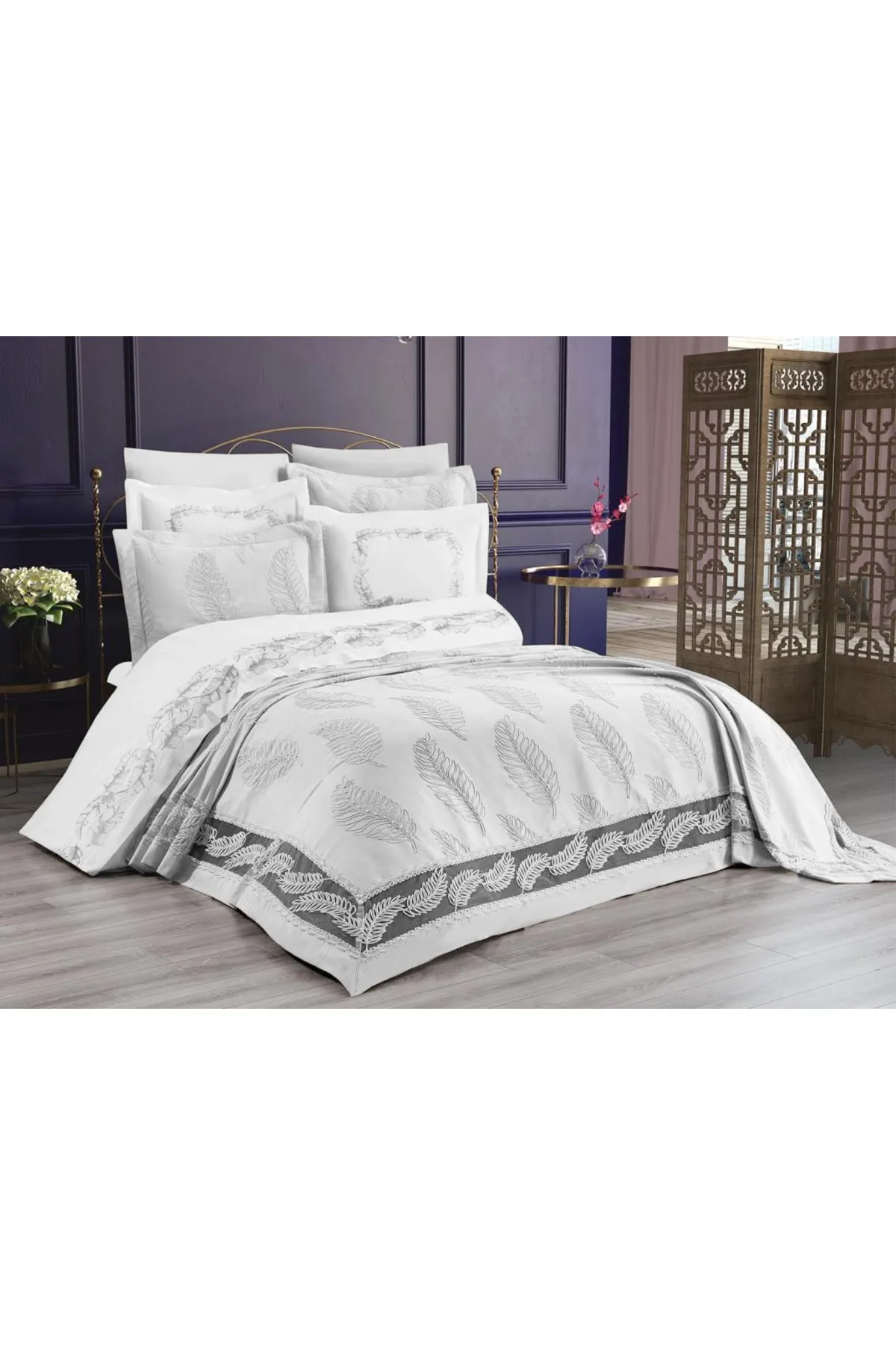 Çeyiz Diyarı  Çeyizdiyarı Milan Bettbezug-Set aus Piqué, Creme