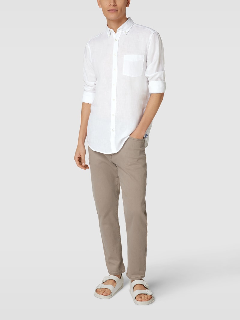 Freizeithemd mit Button-Down-Kragen in weiß