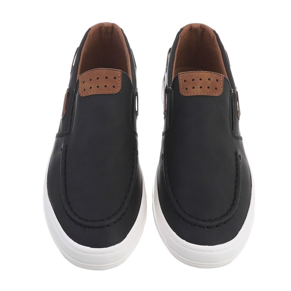 Ital-Design Herren Mokassins Freizeit Slipper Flach Slipper in Schwarz