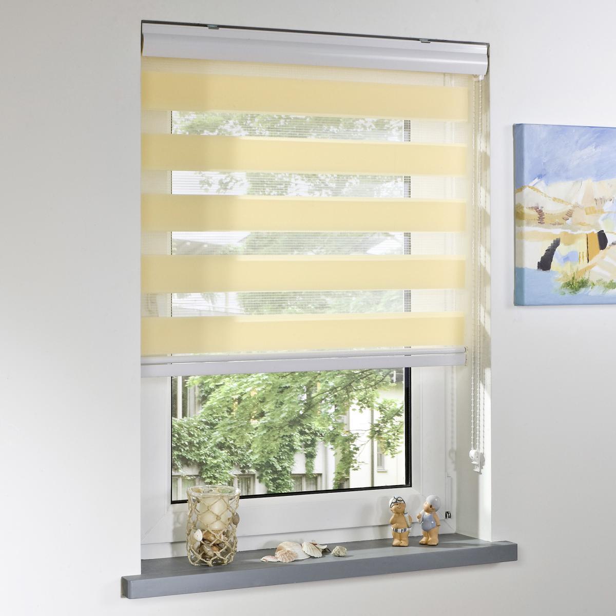 Bella Casa Duo-Rollo mit Blende, Rollo, lichtdurchlässig, Sonnenschutz, 80 x 160 cm apricot