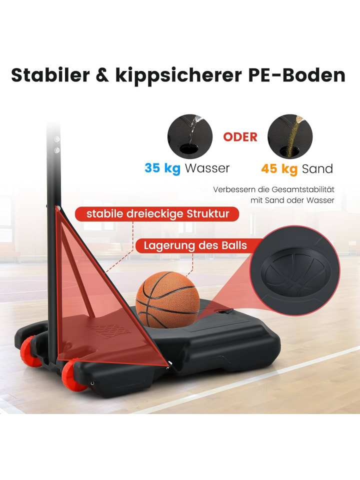 COSTWAY Basketballständer 155-210cm in Schwarz günstig kaufen onesize