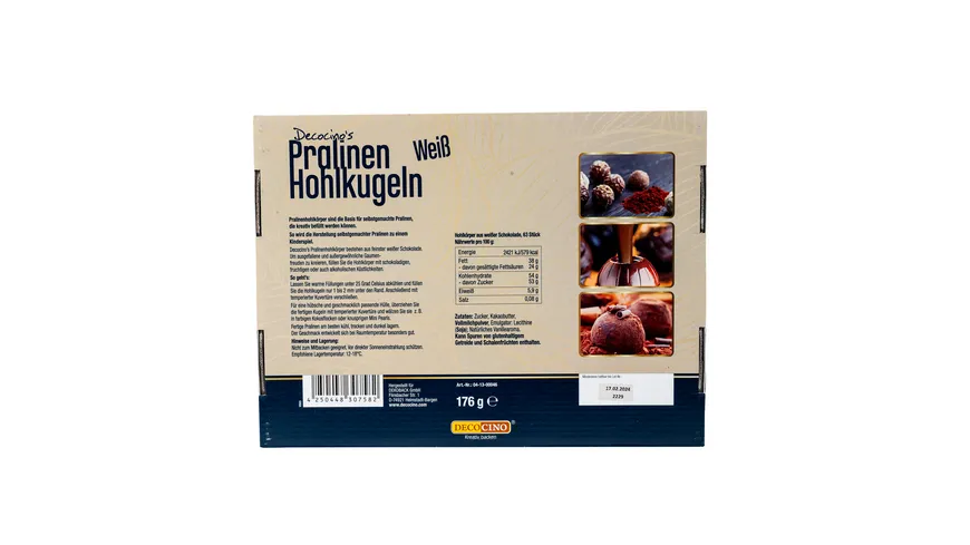 DECOCINO Pralinen Hohlkugeln Weiße Schokolade