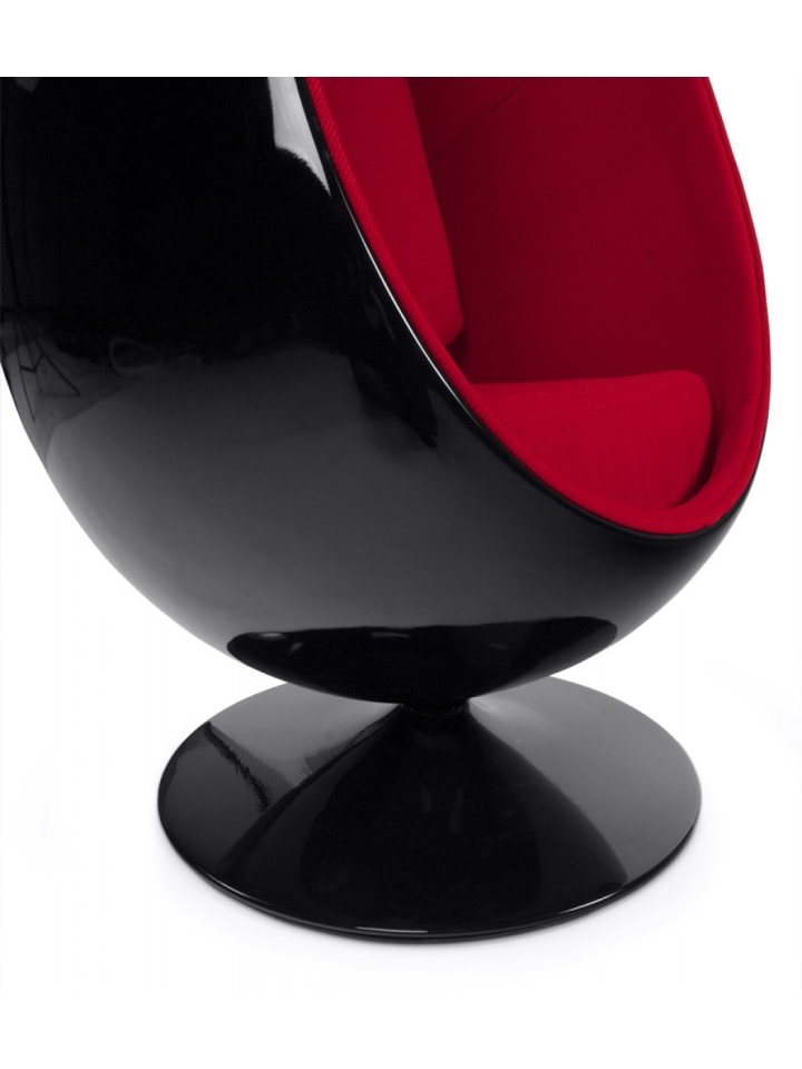 KADIMA DESIGN Designer Eiersessel für Wohnzimmer aus Fiberglas und Textilien in Schwarz-Rot günstig kaufen onesize