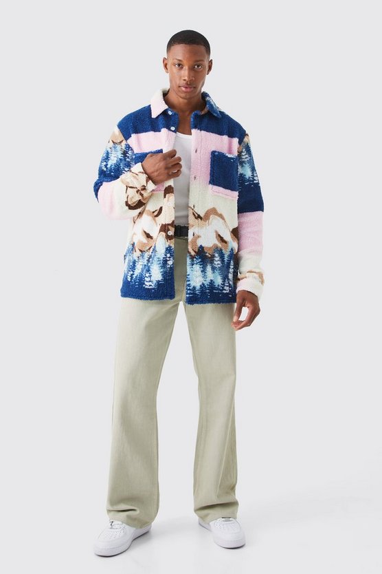 Borg Overshirt mit Knopfleiste