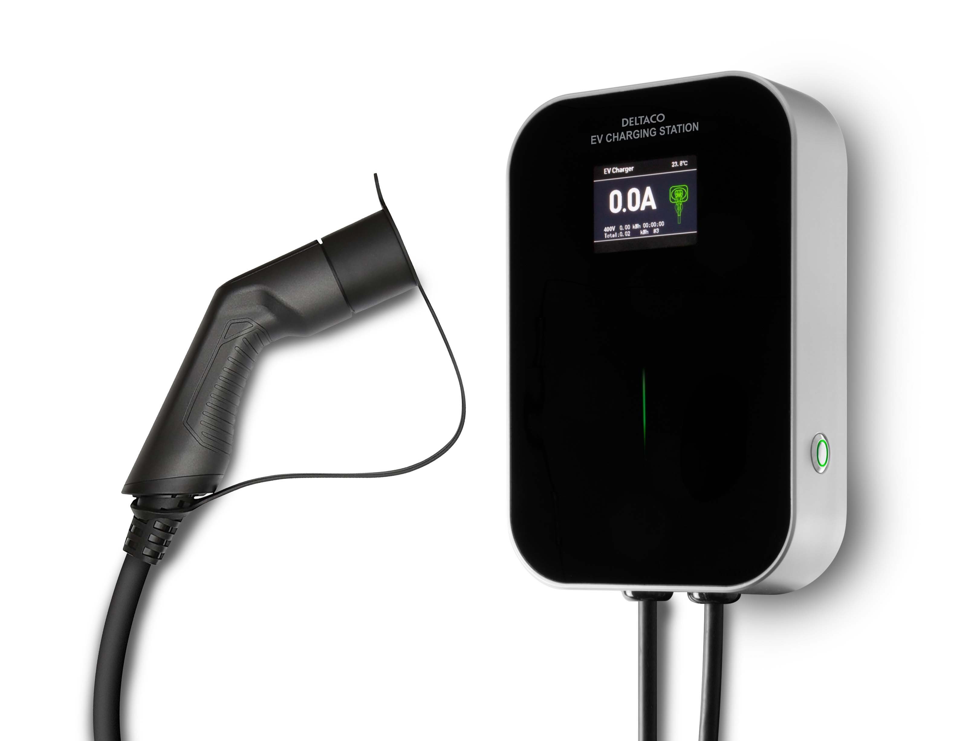 DELTACO Stationäre Ladestation Elektroauto-Ladestation EV-4120, IP54 Zertifiziert, 3,6kW / 16A, 1-phasig, Komplett Set, Ladekabel IP66 Zertifiziert, 3,6kW / 16A, 1-phasig