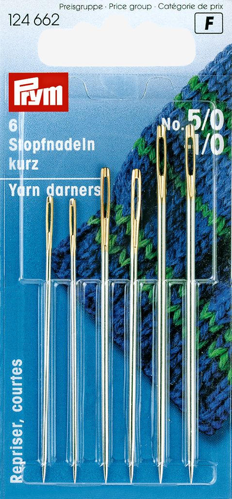 Short darning needles no. 5-1 6 pcs/pack, steel