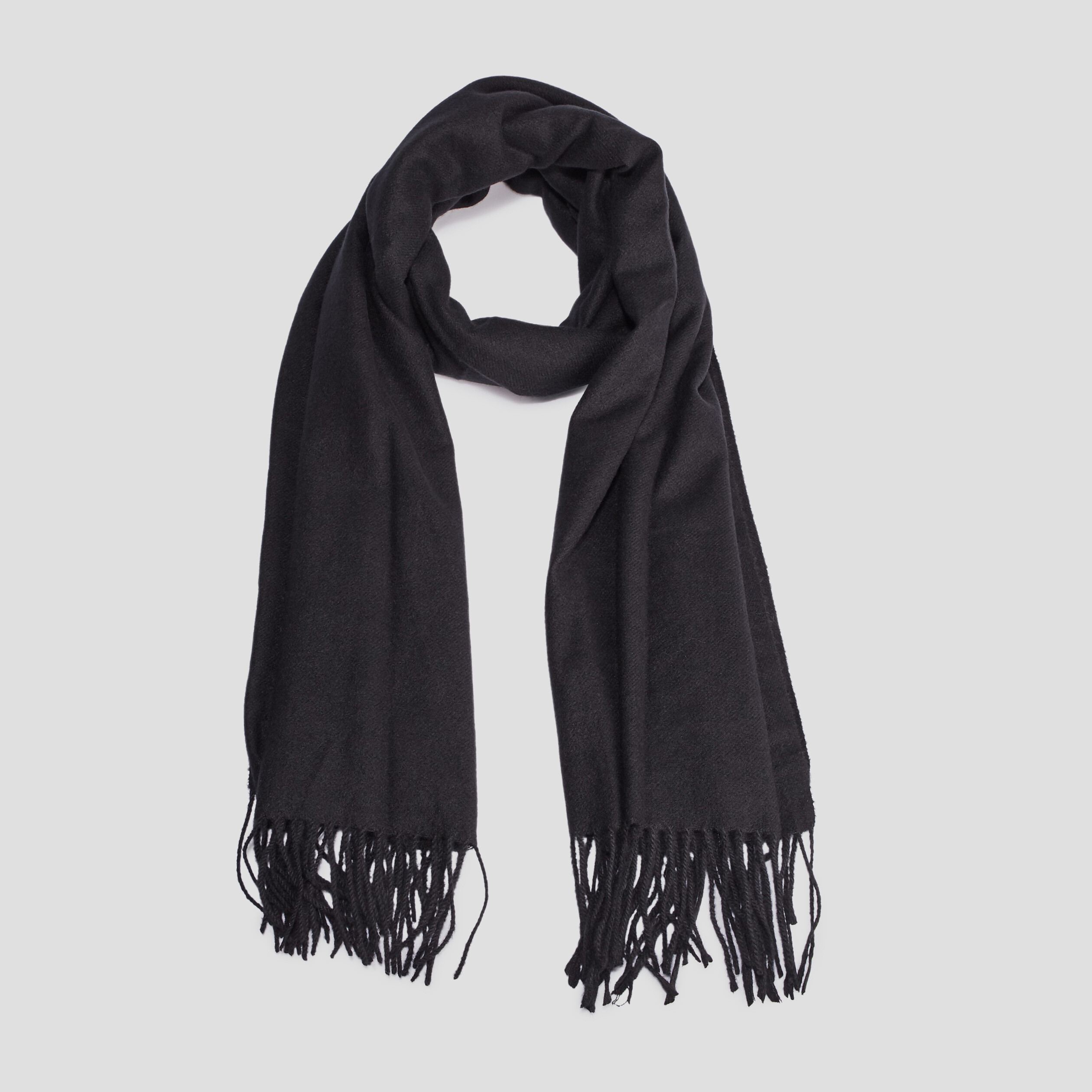 Écharpe à franges noir homme | La Halle