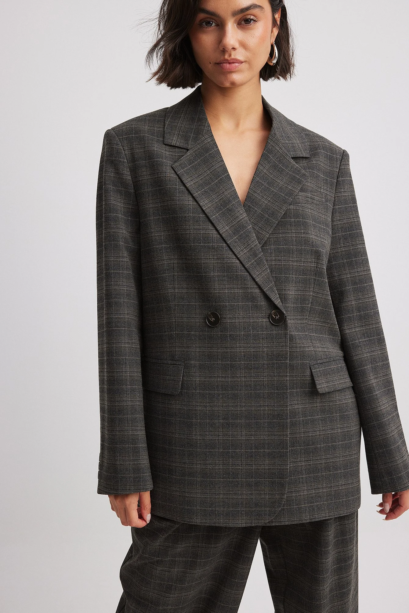 Doppelreihiger, karierter Oversize-Blazer
