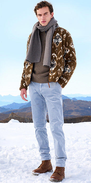 camel active, Muster trifft Fleece, Komplett-Outfit