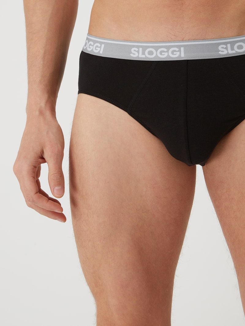Slip mit Stretch-Anteil im 6er-Pack in schwarz