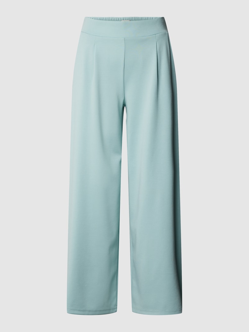 Stoffhose mit breitem elastischem Bund in eisblau