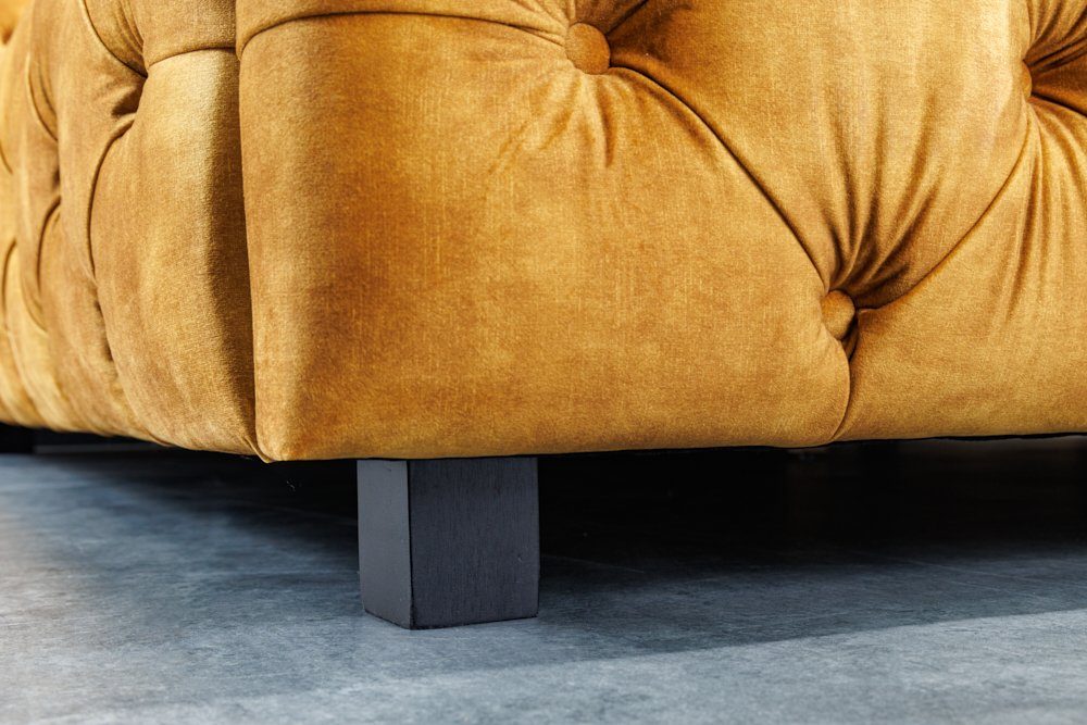 riess-ambiente Polsterbett PARIS 160x200cm senfgelb (Einzelartikel, 1-tlg), Schlafzimmer · Samt · Holz · Queensize · Chesterfield Design