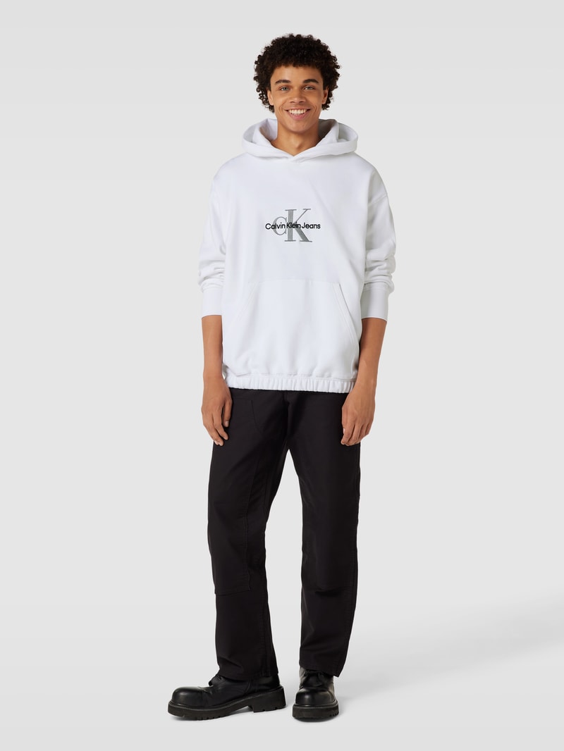 Hoodie mit Label-Stitching Modell 'ARCHIVAL MONOLOGO' in weiss