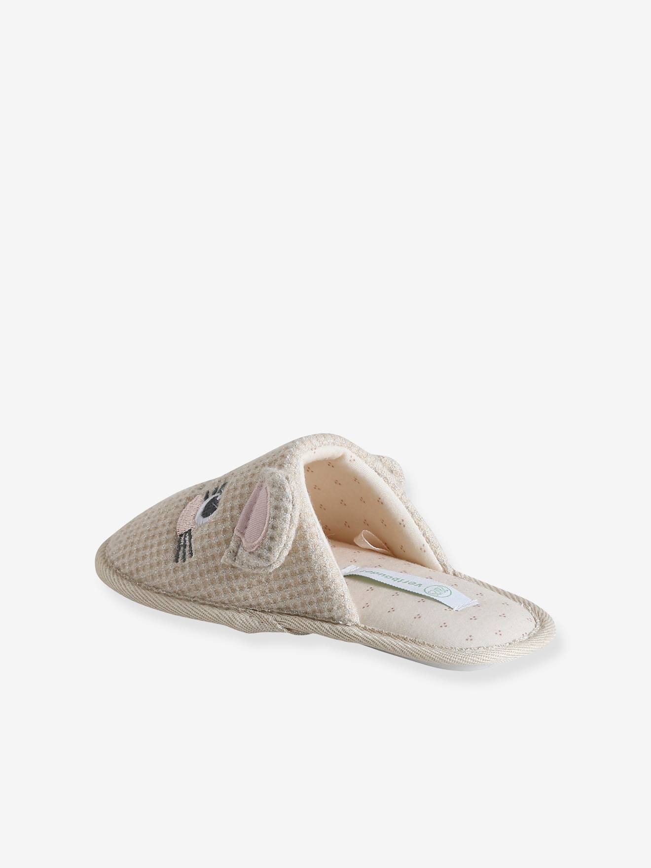 Chaussons mules souris enfant écru