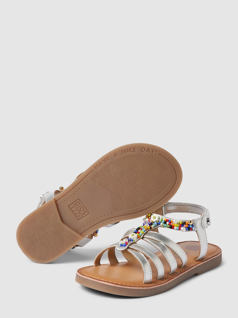 Sandalen mit Perlenbesatz Modell 'FIORINA' in silber