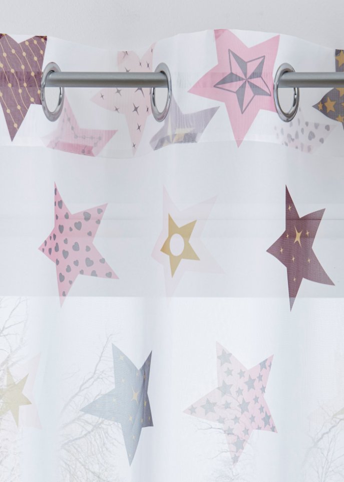 Gardine mit Sterne Druck (1er Pack)