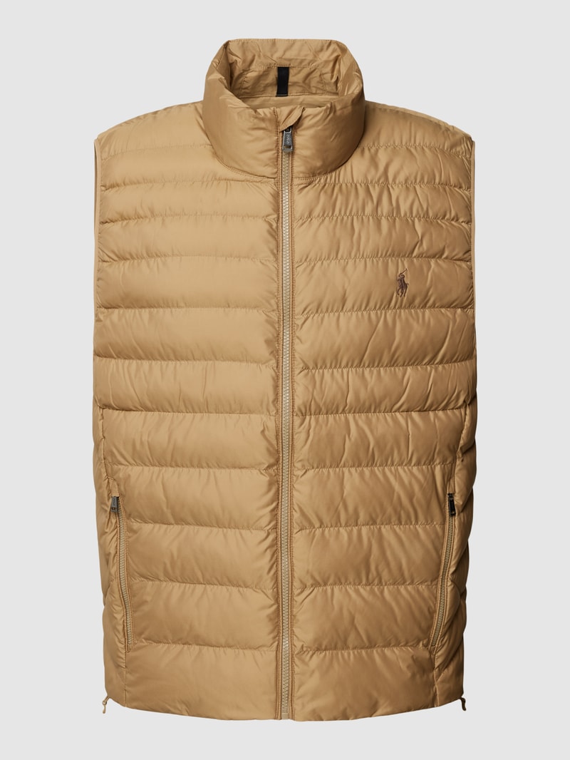 Steppweste mit Label-Stitching Modell 'TERRA' in khaki