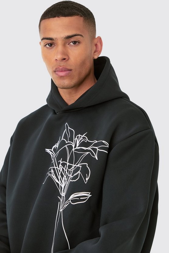 Kastiger Oversize Hoodie mit Print