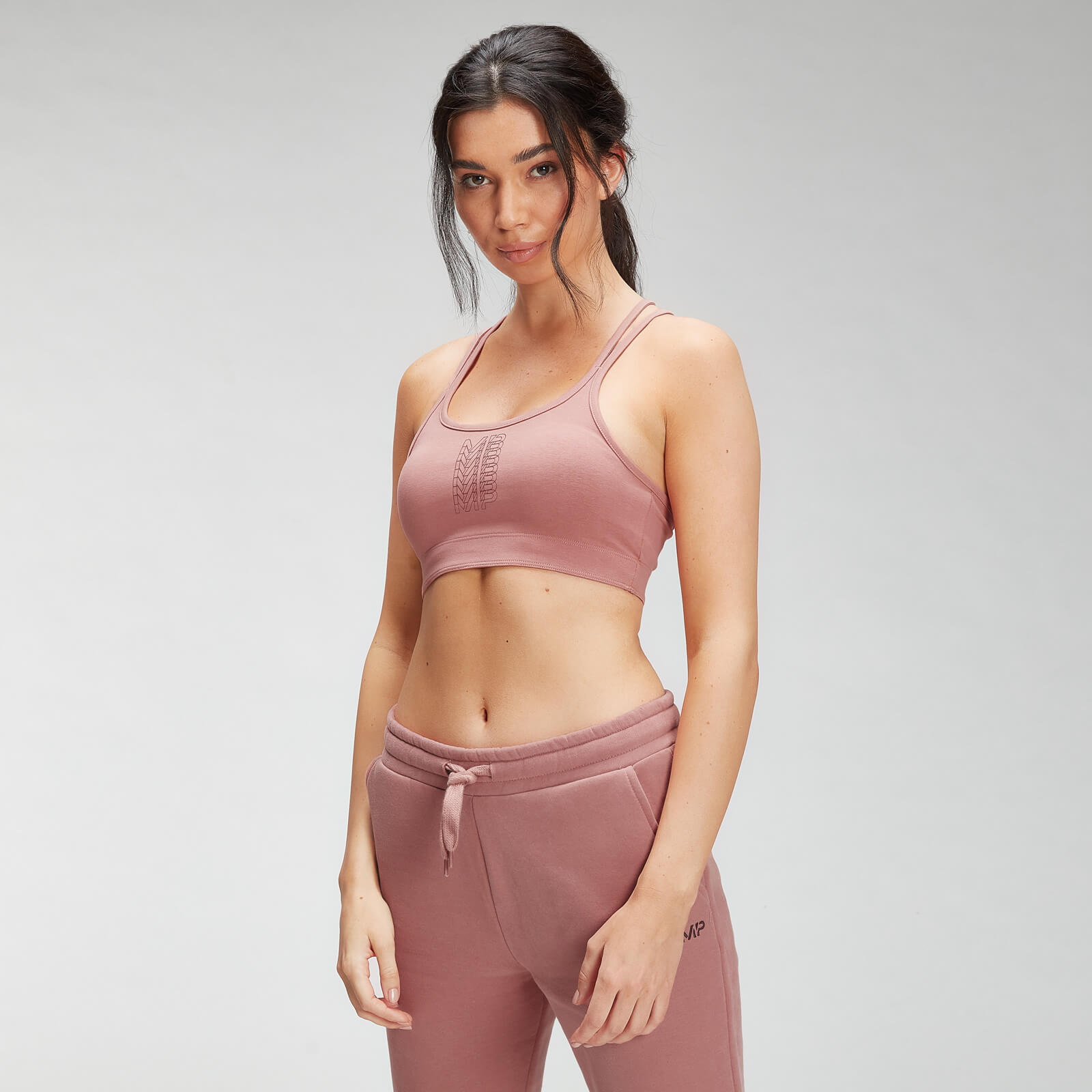 Brassière de sport à imprimé répétitif MP pour femmes – Rose poudré