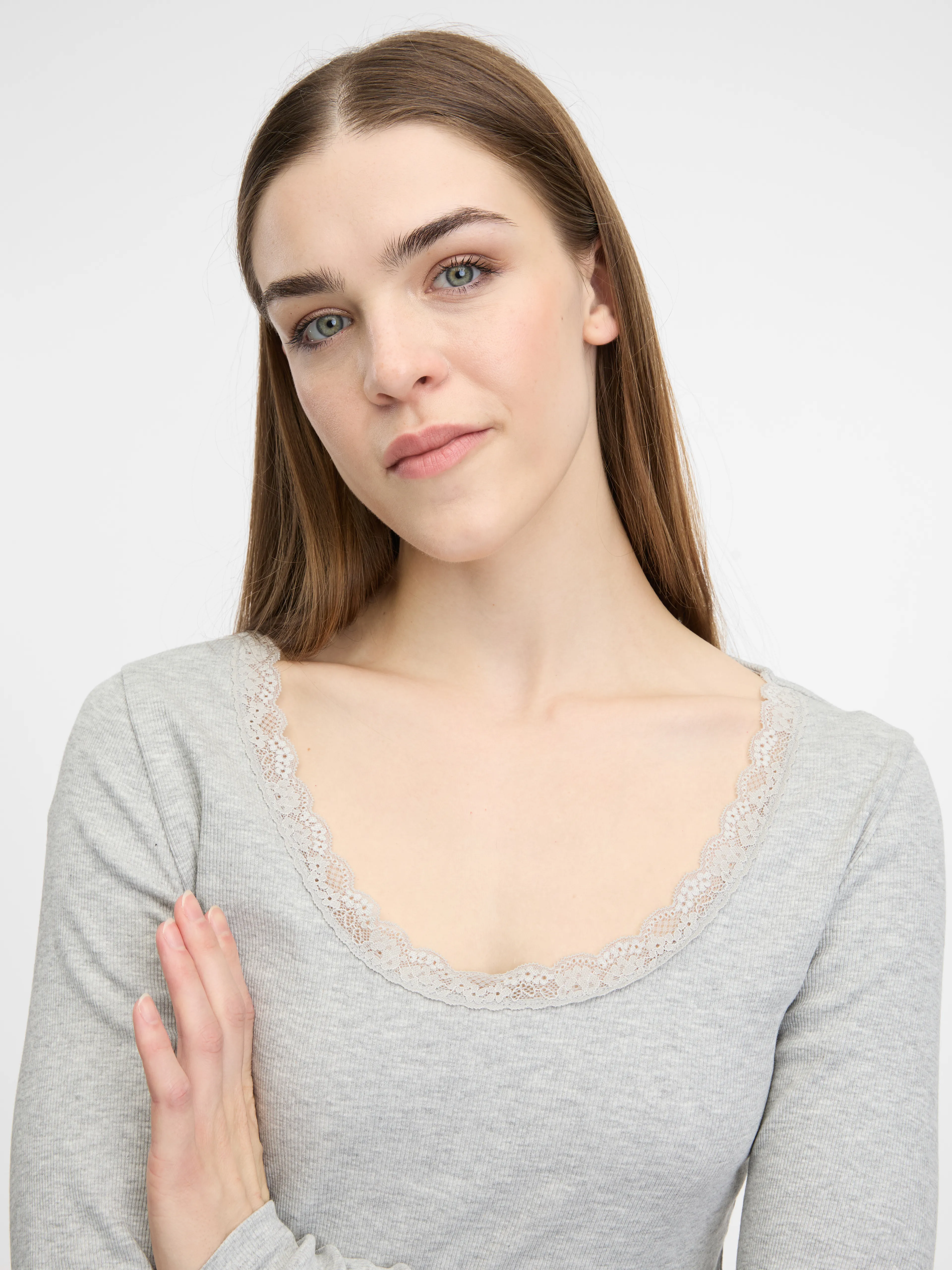 Cremefarbenes Damen-Langarm T-Shirt ORSAY
