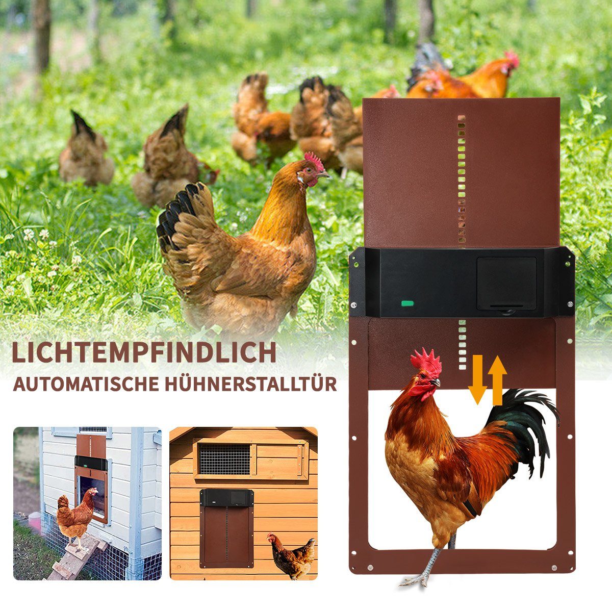 MULISOFT Hühnerstall Automatische Hühnerstall Mit Lichtsensor, wasserdicht