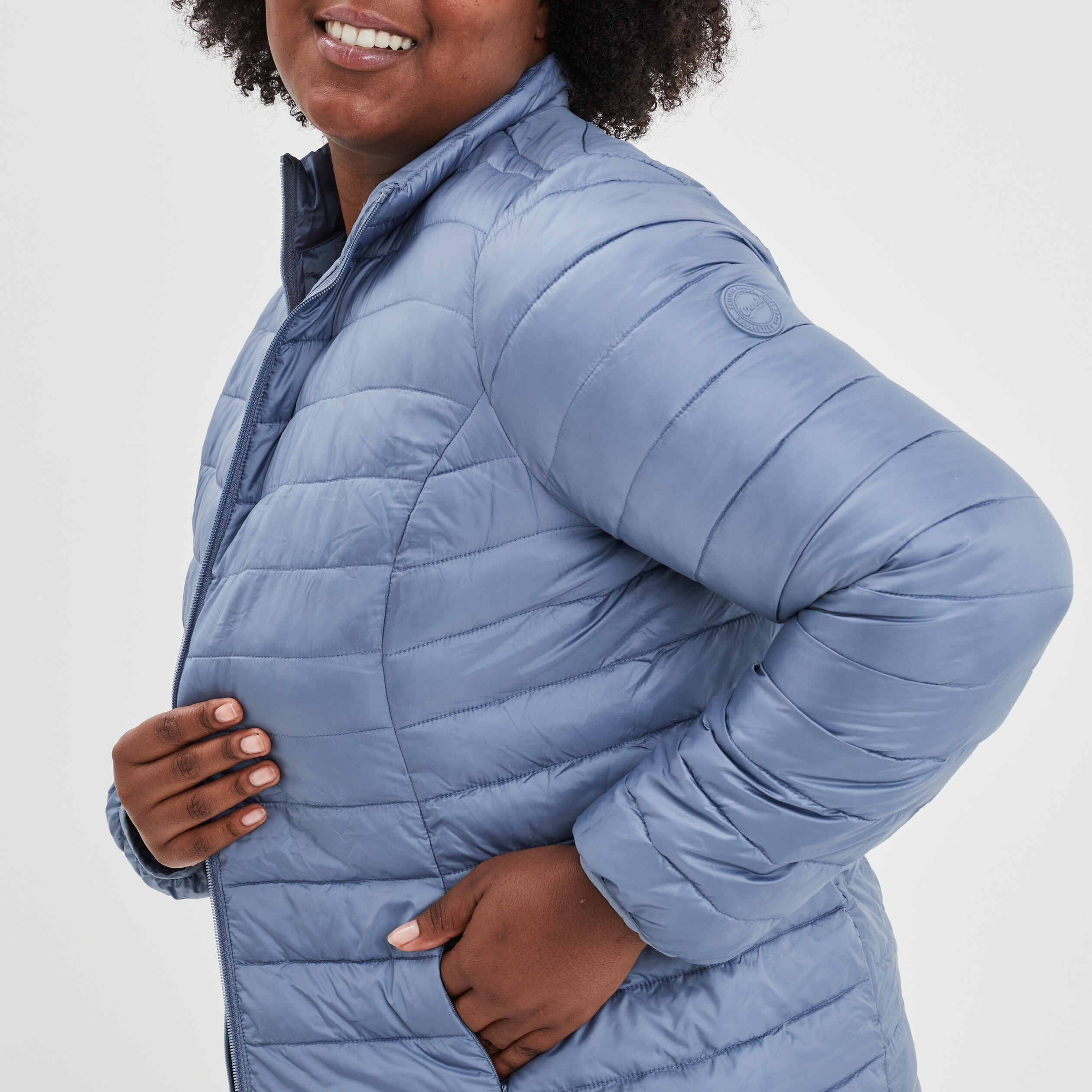 Doudoune ajustée manches longues bleu gris femme grande taille | La Halle