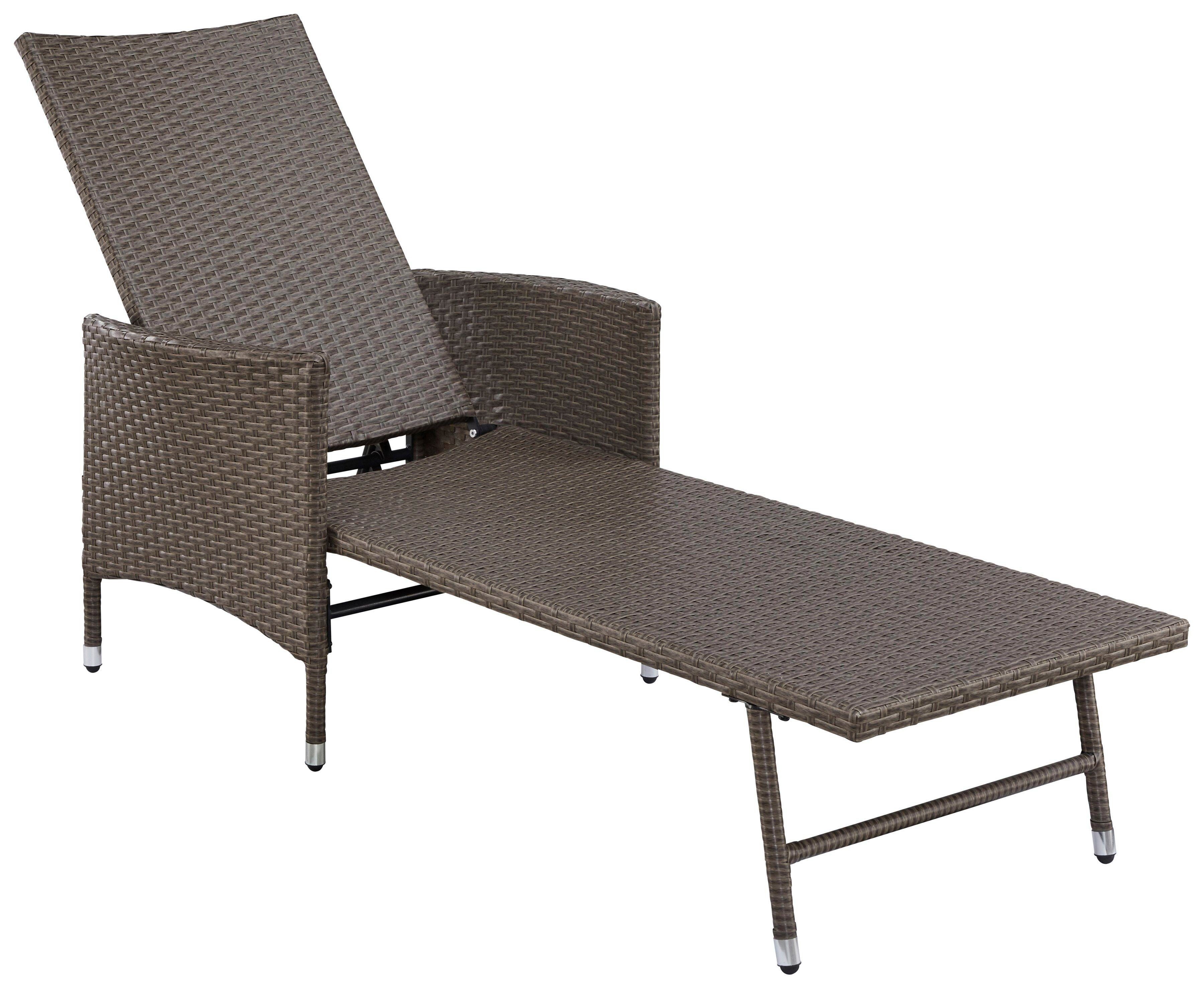 KONIFERA Gartenliege Mailand, Polyrattan, 4-fach verstellbar, inkl. Auflage