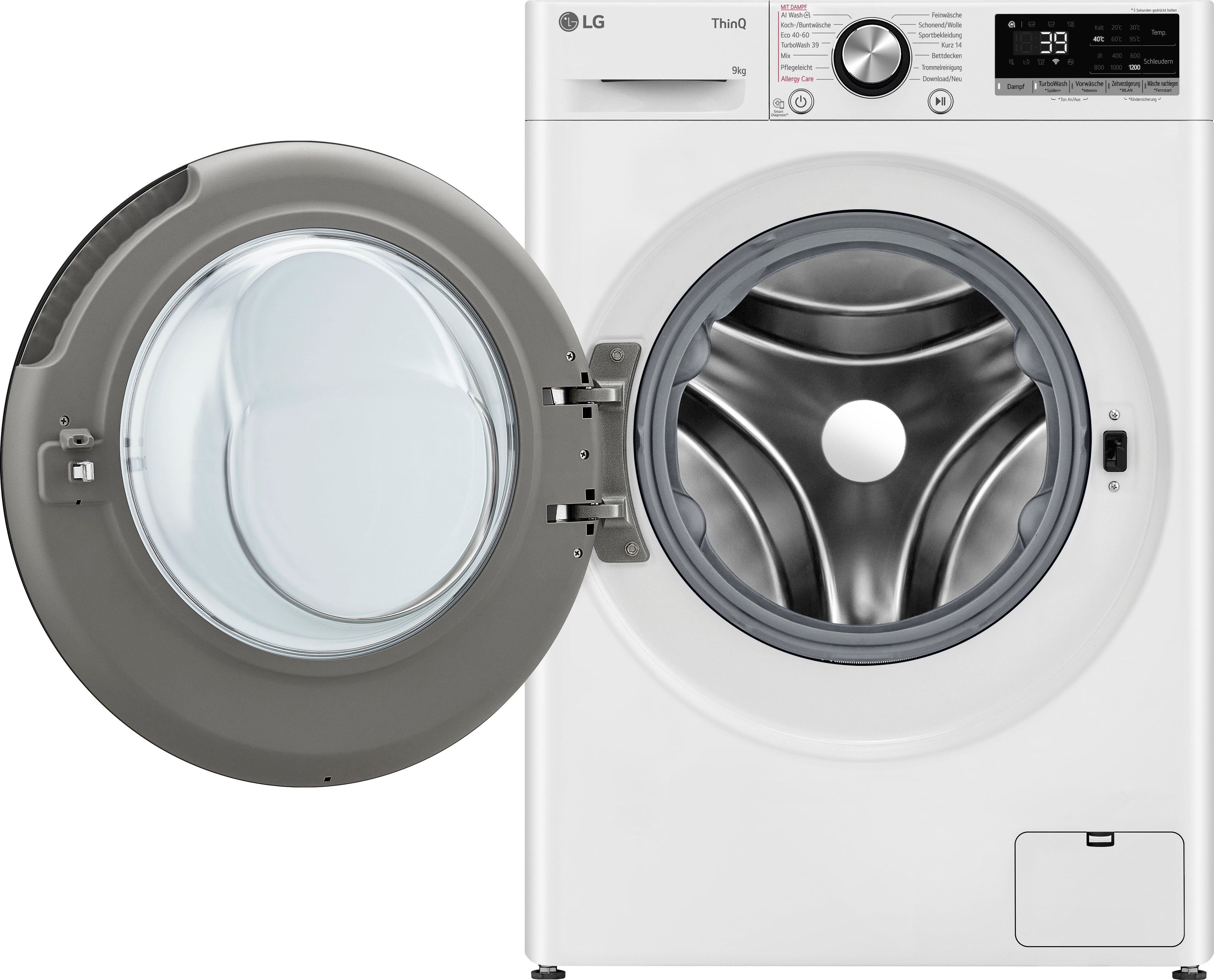 LG Waschmaschine F2V7SLIM9, 9 kg, 1200 U/min, Raumsparer: nur 53,5 cm tief