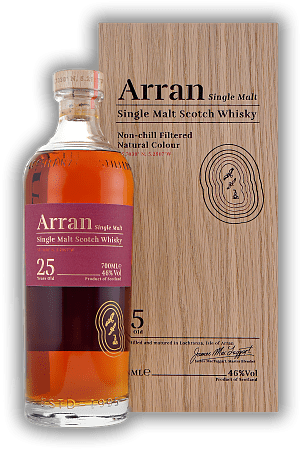 Arran 25 Years Single Malt Whisky Arran 25 Years Single Malt Whisky Limiterte Edition. Alter 25 J. - 0,7	 Liter - Vol 46%