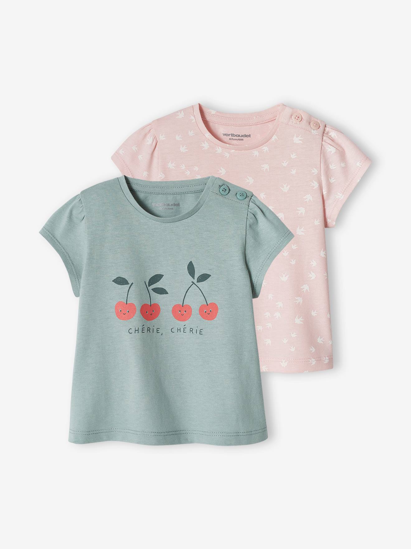 Lot de 2 T-shirts basics bébé manches courtes bleu grisé