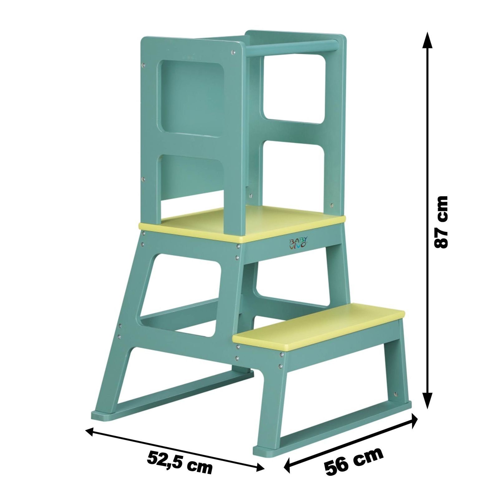Baby Vivo Stehhilfe Lernturm aus Holz - Mit Tafel in Mint Grün
