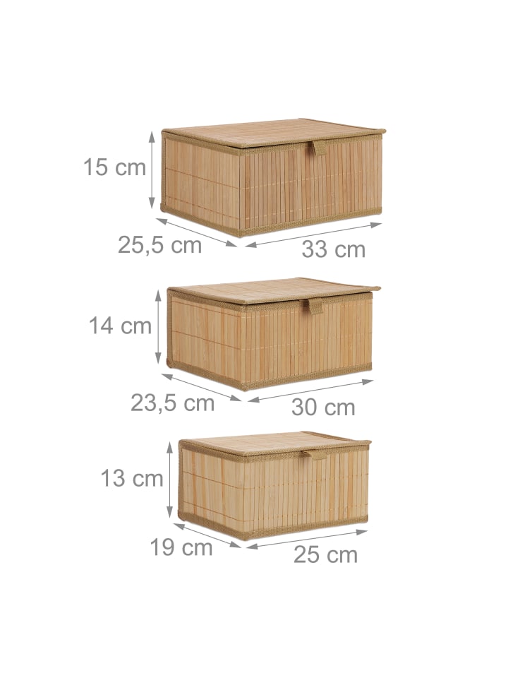 relaxdays 3-tlg. Aufbewahrungskorb Set in Natur günstig kaufen onesize